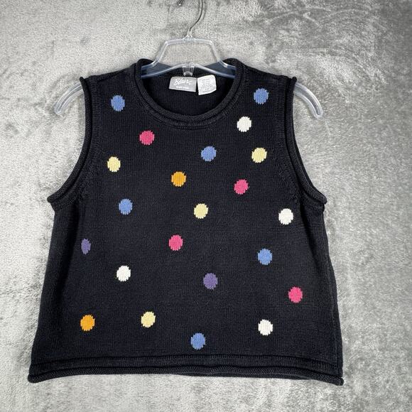 Blair Sweater Womens Large Black Multi Polka Dot Vest Retro Knit 90s Y2k‎ Boho - Picture 2 of 8